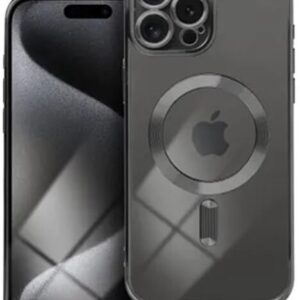 Forcell iPhone 14 Pro MagSafe Electro Θήκη Με Πλαίσιο Σιλικόνης Διάφανη - Black