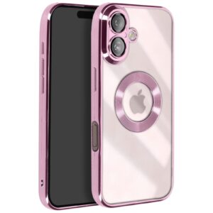 Forcell iPhone 16 Glam Θήκη Με Πλαίσιο Σιλικόνης - Clear Pink