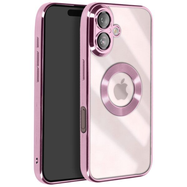Forcell iPhone 16 Glam Θήκη Με Πλαίσιο Σιλικόνης - Clear Pink