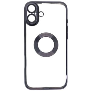 Forcell iPhone 16 Glam Θήκη Με Πλαίσιο Σιλικόνης - Clear Black