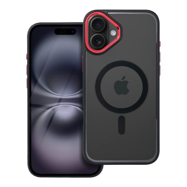 Forcell iPhone 16 Plus MagSafe Color Edge Θήκη Με Πλαίσιο Σιλικόνης Διάφανη - Black Red