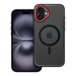 Forcell iPhone 16 MagSafe Color Edge Θήκη Με Πλαίσιο Σιλικόνης - Black Red