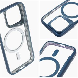 Forcell iPhone 16 Pro Max MagSafe Ergofit Θήκη με Πλαίσιο Σιλικόνης Διάφανη - Blue