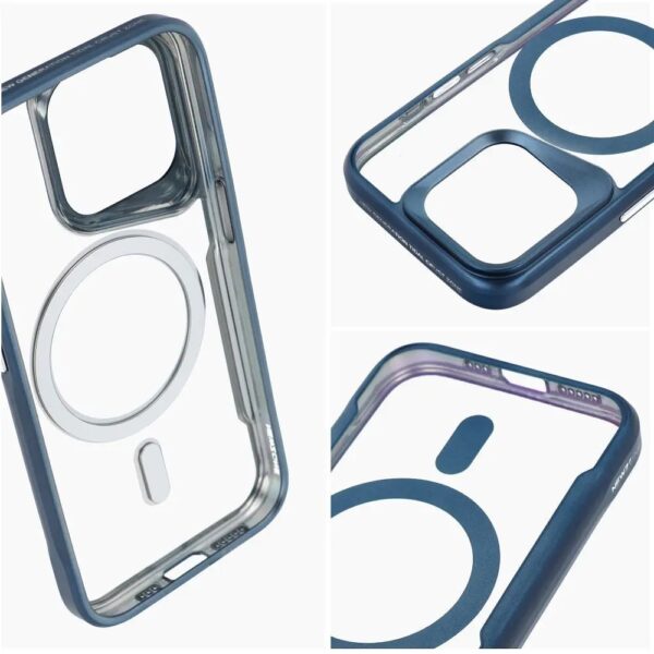 Forcell iPhone 16 Pro Max MagSafe Ergofit Θήκη με Πλαίσιο Σιλικόνης Διάφανη - Blue