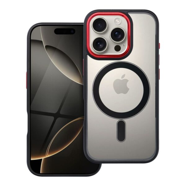 Forcell iPhone 16 Pro Color Edge Mag Cover Θήκη Σιλικόνης - Black Red
