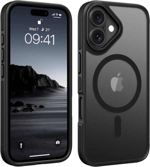 Forcell iPhone 16 Plus MagSafe Color Edge Θήκη Με Πλαίσιο Σιλικόνης Διάφανη - Black