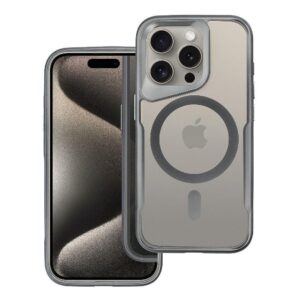 Forcell iPhone 16 Pro Max MagSafe Ergofit Θήκη με Πλαίσιο Σιλικόνης Διάφανη - Grey