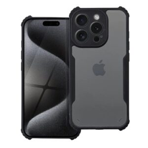 Forcell iPhone 15 Pro Max Anti - Drop Shockproof Θήκη Με Πλαίσιο Σιλικόνης Διάφανη - Black