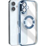 Forcell iPhone 16 Plus Glam Θήκη Με Πλαίσιο Σιλικόνης Διάφανη - Blue