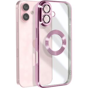 Forcell iPhone 16 Plus Glam Θήκη Με Πλαίσιο Σιλικόνης Διάφανη - Pink