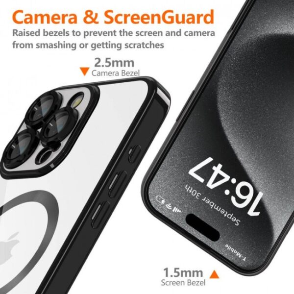 Tech Protect iPhone 16 Pro Max MagSafe Θήκη Με Πλαίσιο Σιλικόνης Διάφανη - Black