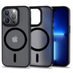 Tech Protect iPhone 14 Pro MagSafe Matte Θήκη Με Πλαίσιο Σιλικόνης Διάφανη - Black