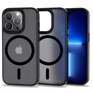 Tech Protect iPhone 14 Pro MagSafe Matte Θήκη Με Πλαίσιο Σιλικόνης Διάφανη - Black