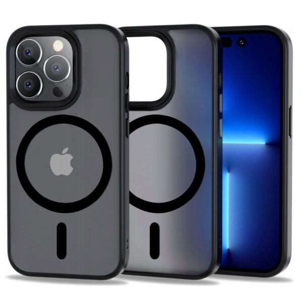 Tech Protect iPhone 14 Pro MagSafe Matte Θήκη Με Πλαίσιο Σιλικόνης Διάφανη - Black