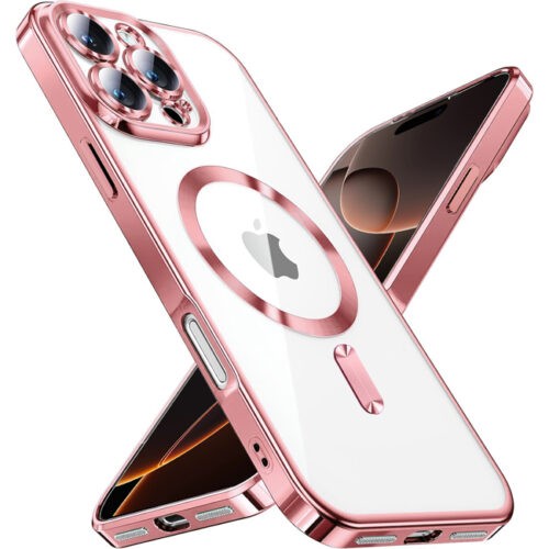 Forcell iPhone 16 Pro MagSafe Electro Θήκη Με Πλαίσιο Σιλικόνης Διάφανη - Pink