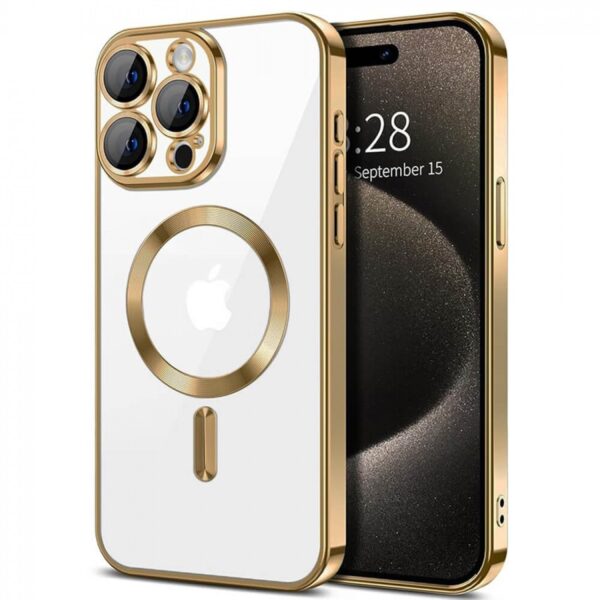 Forcell iPhone 16 Pro MagSafe Electro Θήκη Με Πλαίσιο Σιλικόνης Διάφανη - Gold Forcell iPhone 16 Pro MagSafe Electro Θήκη Με Πλαίσιο Σιλικόνης Διάφανη - Gold