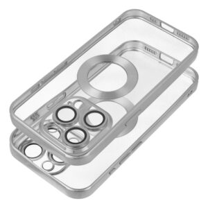 Forcell iPhone 14 Pro Glam Θήκη Με Πλαίσιο Σιλικόνης Διάφανη - Silver