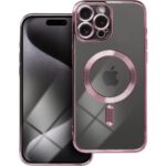 Forcell iPhone 14 Pro MagSafe Electro Θήκη Με Πλαίσιο Σιλικόνης Διάφανη - Rose Gold