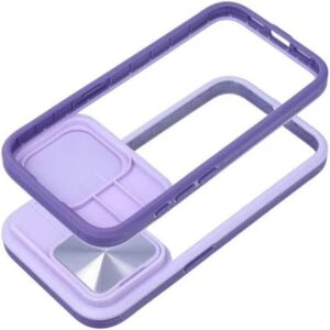 Forcell iPhone 14 Slider Θήκη Με Πλαίσιο Σιλικόνης Διάφανη - Purple