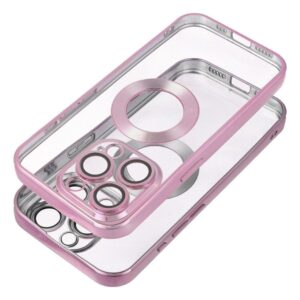 Forcell iPhone 15 Pro Max Glam Shockproof Θήκη Σιλικόνης Διάφανη - Rose Pink