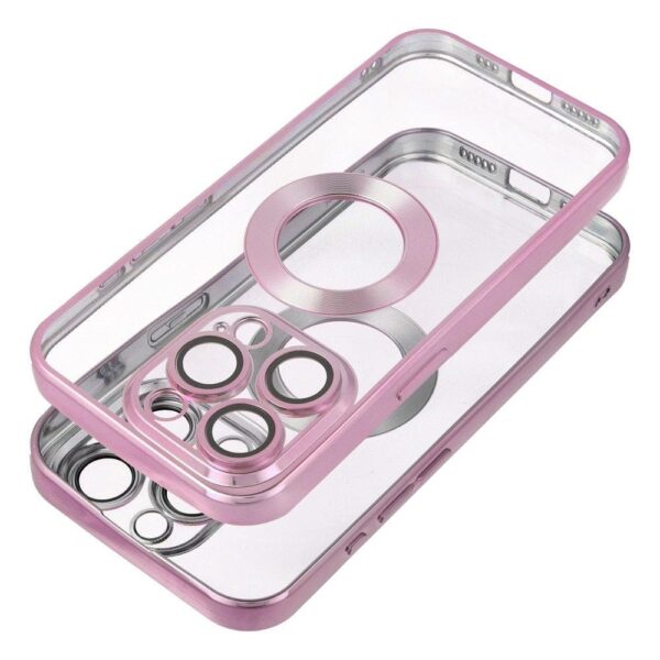 Forcell iPhone 15 Pro Max Glam Shockproof Θήκη Σιλικόνης Διάφανη - Rose Pink