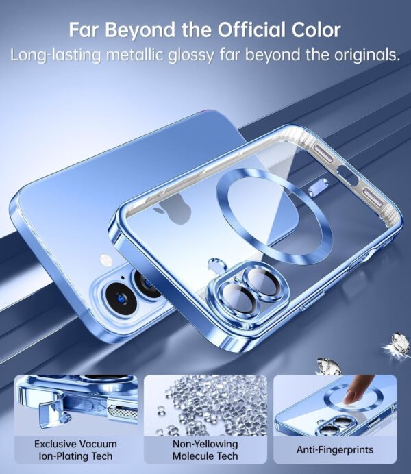 Forcell iPhone 16 Plus MagSafe Electro Θήκη Με Πλαίσιο Σιλικόνης Διάφανη - Blue