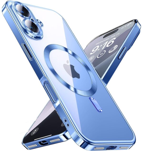 Forcell iPhone 16 Plus MagSafe Electro Θήκη Με Πλαίσιο Σιλικόνης Διάφανη - Blue