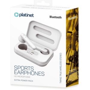 Platinet Sports Earphones Bluetooth Handsfree Ακουστικά με Θήκη Φόρτισης Λευκά