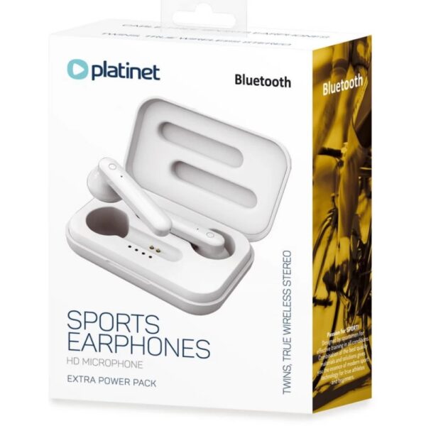 Platinet Sports Earphones Bluetooth Handsfree Ακουστικά με Θήκη Φόρτισης Λευκά
