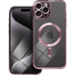 Forcell iPhone 13 Pro MagSafe Electro Θήκη Με Πλαίσιο Σιλικόνης Διάφανη - Rose Gold