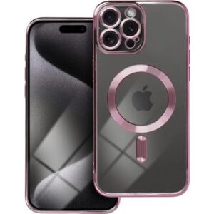 Forcell iPhone 13 Pro MagSafe Electro Θήκη Με Πλαίσιο Σιλικόνης Διάφανη - Rose Gold