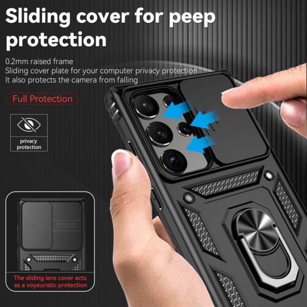 Samsung Galaxy S23 Ultra 5G Θήκη Μαύρη Με Σταντ Sliding Camshield Holder Phone Case Black