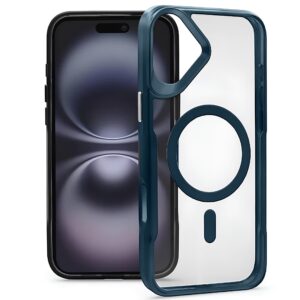 Forcell iPhone 16 Plus MagSafe Ergofit Θήκη Με Πλαίσιο Σιλικόνης Διάφανη - Blue