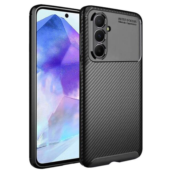 Forcell Samsung Galaxy S23 FE 5G Brushed Texture Carbon Fiber Θήκη Σιλικόνης - Black