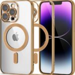 Tech Protect iPhone 14 Pro MagSafe Θήκη Με Πλαίσιο Σιλικόνης Διάφανη - Gold