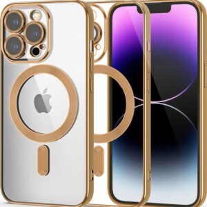 Tech Protect iPhone 14 Pro MagSafe Θήκη Με Πλαίσιο Σιλικόνης Διάφανη - Gold