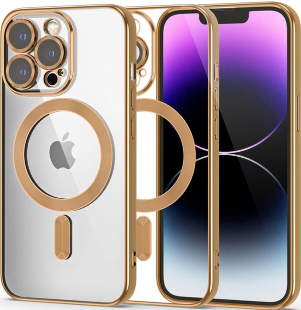 Tech Protect iPhone 14 Pro MagSafe Θήκη Με Πλαίσιο Σιλικόνης Διάφανη - Gold