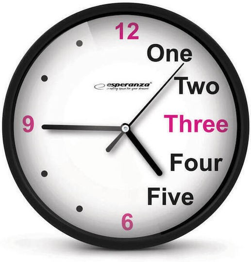 Esperanza Prague Ρολόι Τοίχου Πλαστικό Μαύρο 20cm