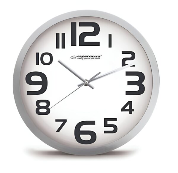 Esperanza Zurich Αθόρυβο Ρολόι Τοίχου Μεταλλικό Λευκό 25cm