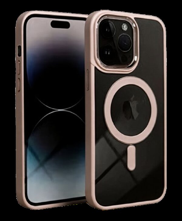 Forcell iPhone 16 Pro Max MagSafe Color Edge Θήκη Με Πλαίσιο Σιλικόνης Διάφανη - Pink