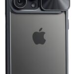 Forcell iPhone 15 Pro Max Slider Camera Θήκη Με Πλαίσιο Σιλικόνης Διάφανη - Black