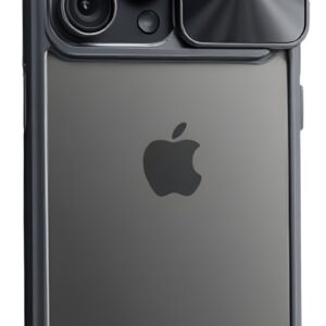 Forcell iPhone 15 Pro Max Slider Camera Θήκη Με Πλαίσιο Σιλικόνης Διάφανη - Black