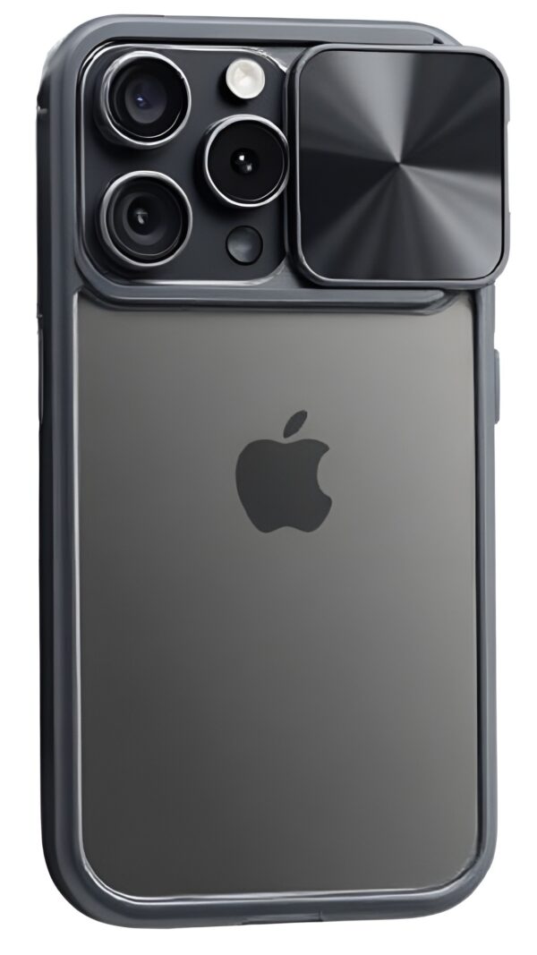 Forcell iPhone 15 Pro Max Slider Camera Θήκη Με Πλαίσιο Σιλικόνης Διάφανη - Black Forcell iPhone 15 Pro Max Slider Camera Θήκη Με Πλαίσιο Σιλικόνης Διάφανη - Black