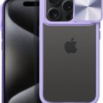 Forcell iPhone 14 Slider Θήκη Με Πλαίσιο Σιλικόνης Διάφανη - Purple