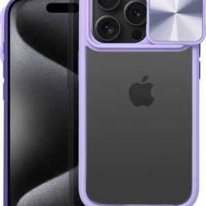 Forcell iPhone 14 Slider Θήκη Με Πλαίσιο Σιλικόνης Διάφανη - Purple