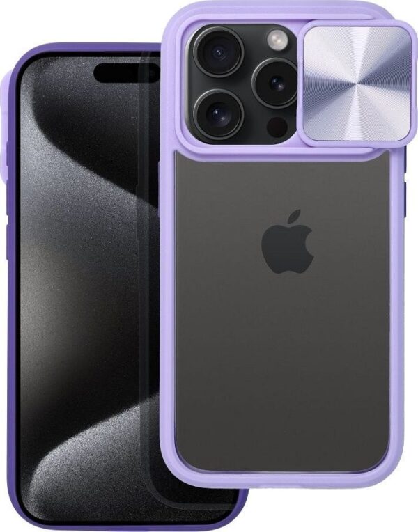 Forcell iPhone 14 Slider Θήκη Με Πλαίσιο Σιλικόνης Διάφανη - Purple