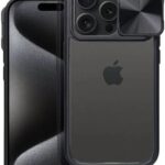 Forcell iPhone 14 Pro Slider Θήκη Με Πλαίσιο Σιλικόνης Διάφανη - Black