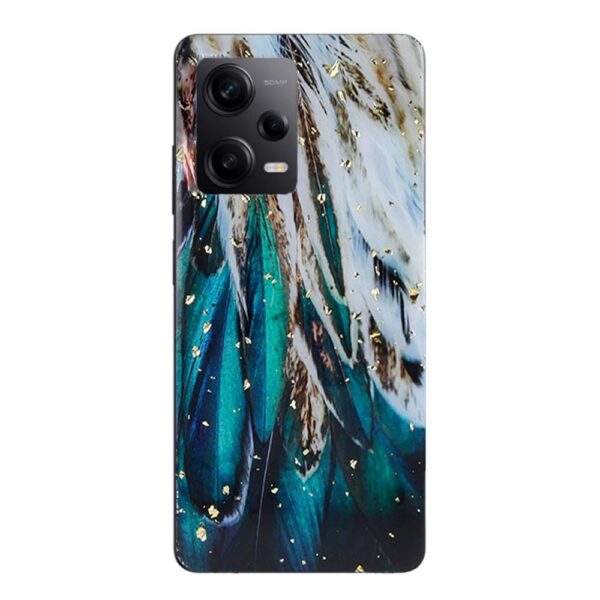Xiaomi Redmi Note 12 4G Θήκη Σιλικόνης Gold Glam Case Feathers