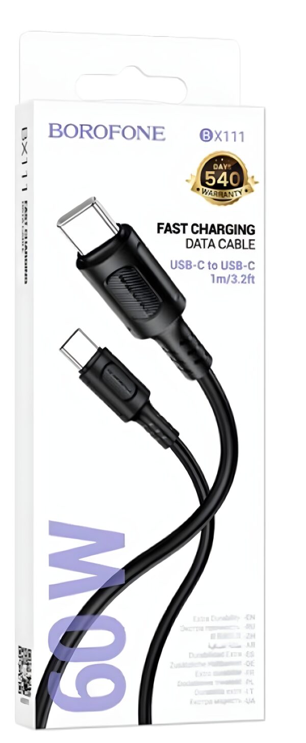 Borofone USB-C to USB-C 60W 3A 1m Black (BX111)