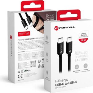 Forcell Καλώδιο Φόρτισης USB-C to USB-C Quick Charge Cable 60W 3m Black